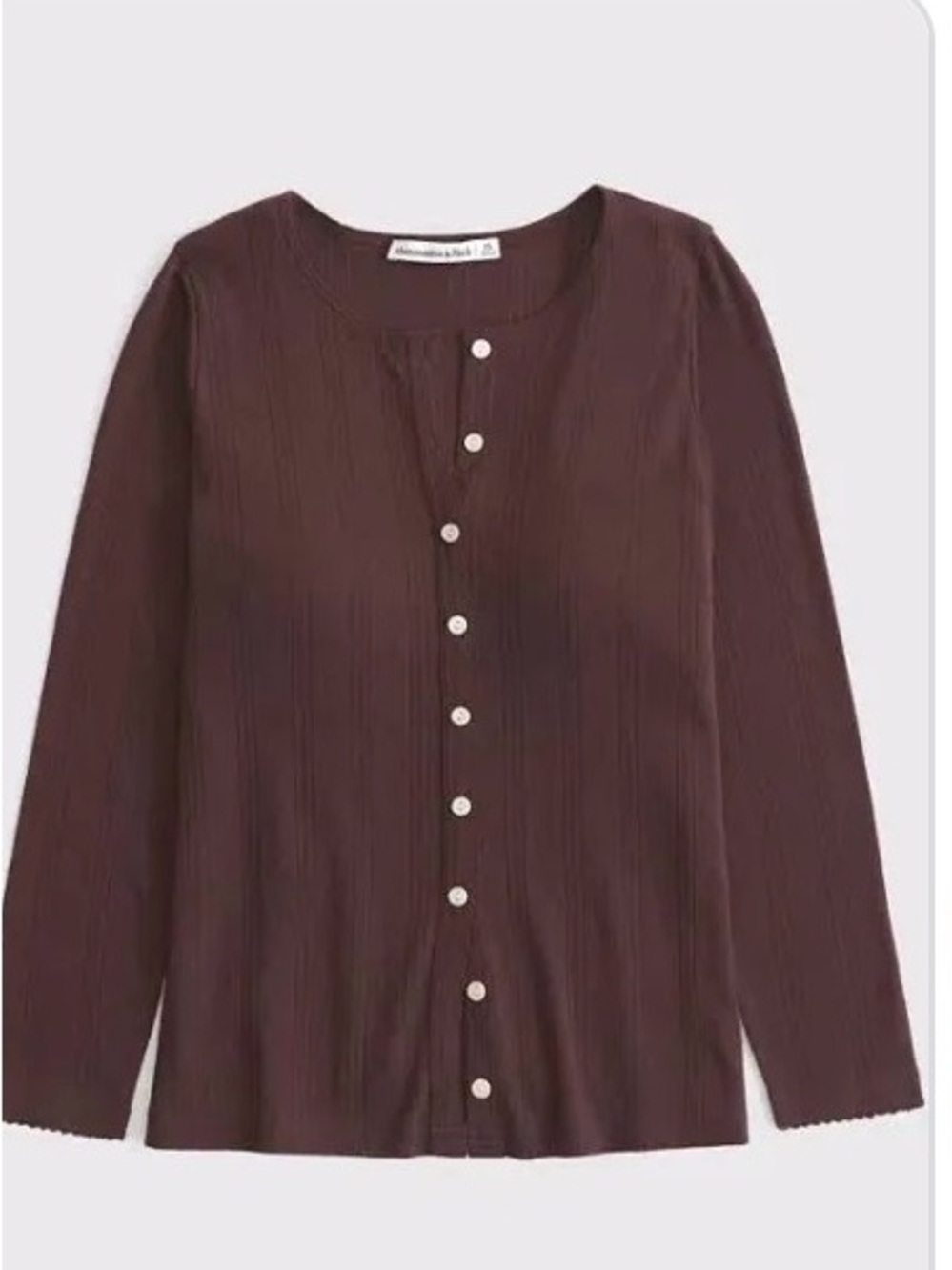abercrombie Women's Bra-Free 3/4 Sleeve Pointelle Cardigan Tank Set brown NWT